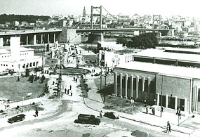 Izgradnja Beogradskog sajmi&scaron;ta 1937. godine: u pozadini se vide Most Kralja Aleksandra i panorama Beograda